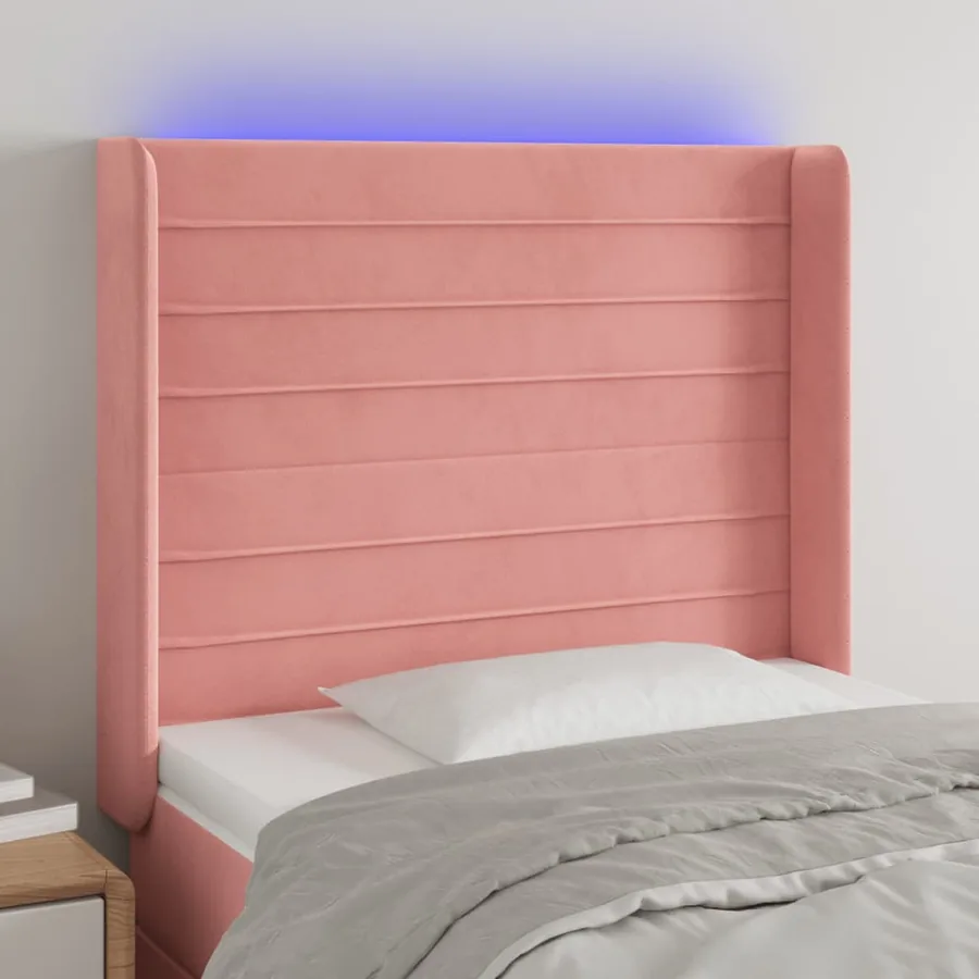 Tête de lit à LED Rose 103x16x118/128 cm Velours