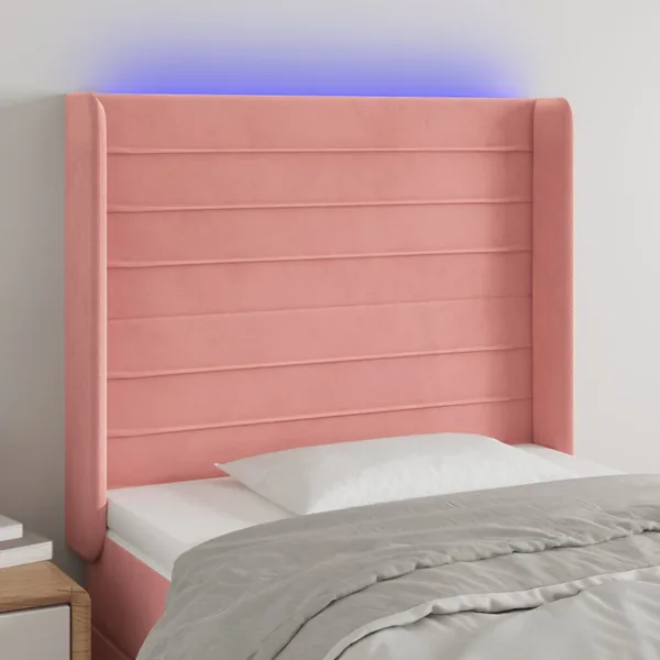 Tête de lit à LED Rose 103x16x118/128 cm Velours