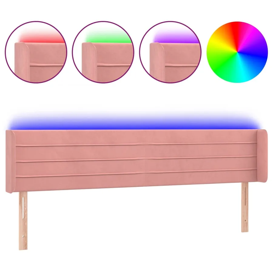 Tête de lit à LED Rose 203x16x78/88 cm Velours - 2