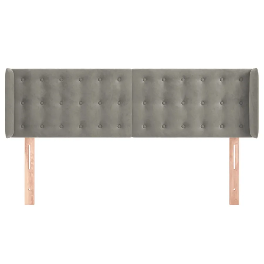 Tête de lit avec oreilles Gris clair 147x16x78/88 cm Velours - 3