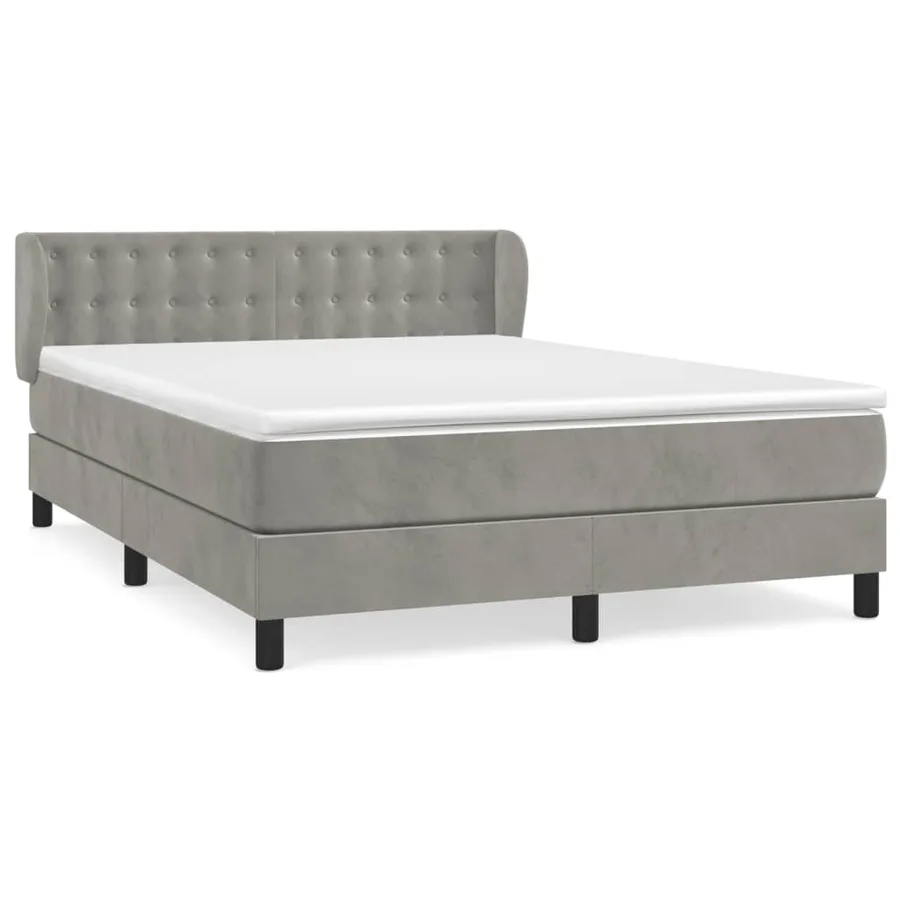 Sommier à lattes de lit et matelas Gris clair 140x200cm Velours - 2