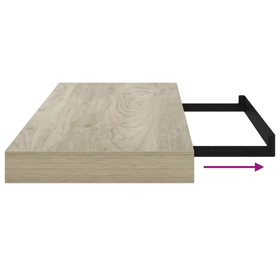 Étagère flottante murale chêne 60x23,5x3,8 cm MDF - 10