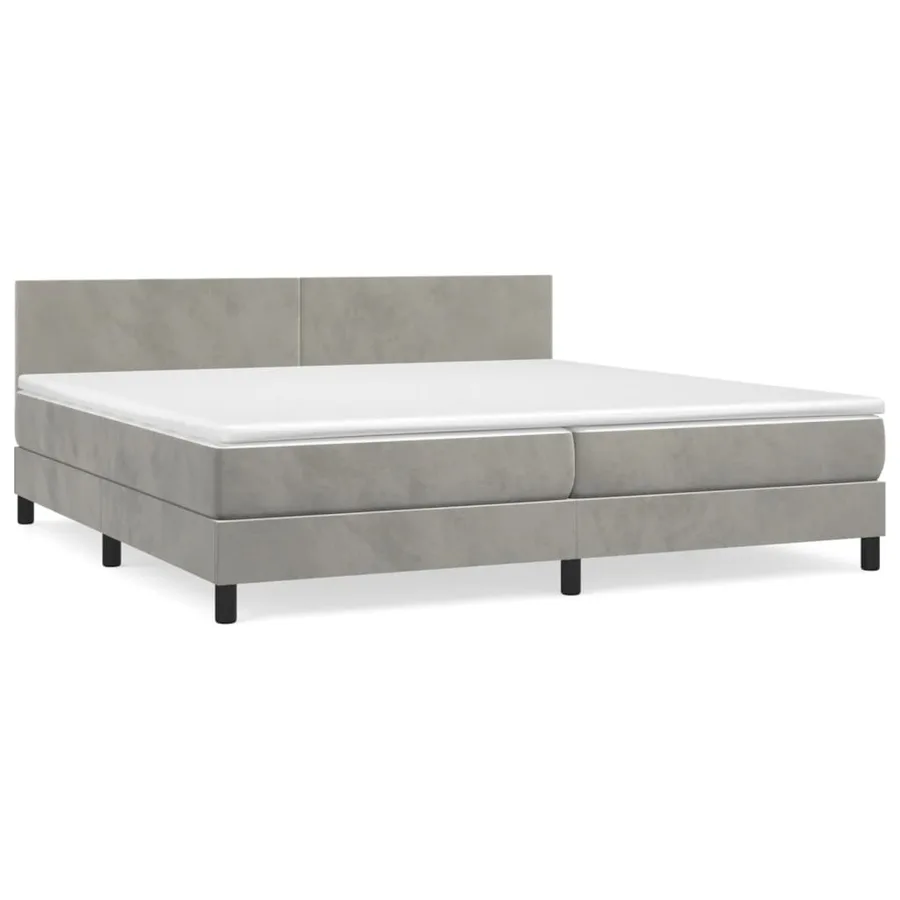 Sommier à lattes de lit et matelas Gris clair 200x200cm Velours - 2