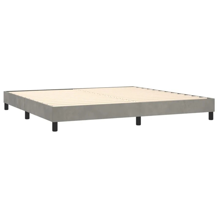 Sommier à lattes de lit et matelas Gris clair 200x200cm Velours - 4