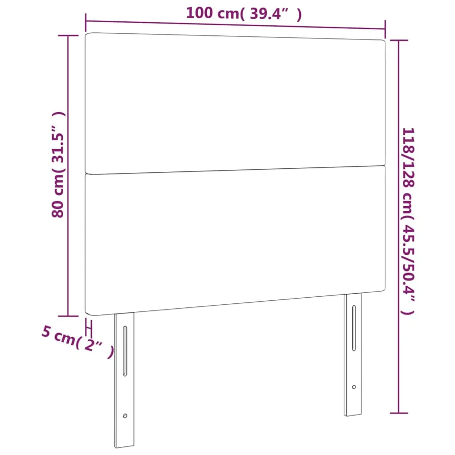 Tête de lit à LED Gris clair 100x5x118/128 cm Velours - 6