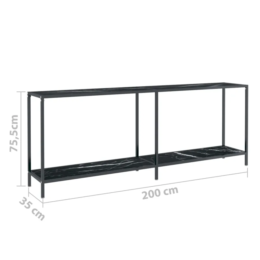 Table console Noir 200x35x75,5 cm Verre trempé - 8