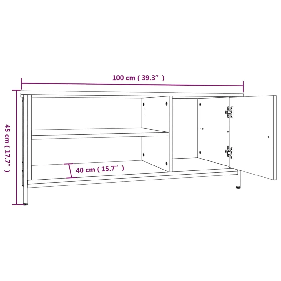 Meuble TV sonoma gris 100x40x45 cm bois d'ingénierie - 10