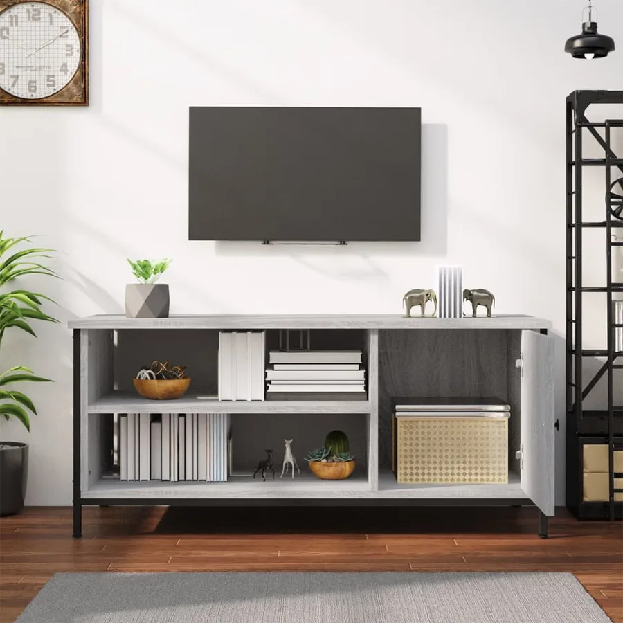 Meuble TV sonoma gris 100x40x45 cm bois d'ingénierie - 3