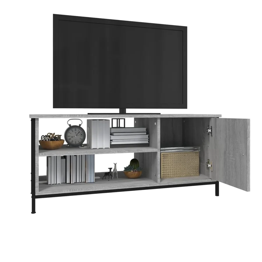 Meuble TV sonoma gris 100x40x45 cm bois d'ingénierie - 4