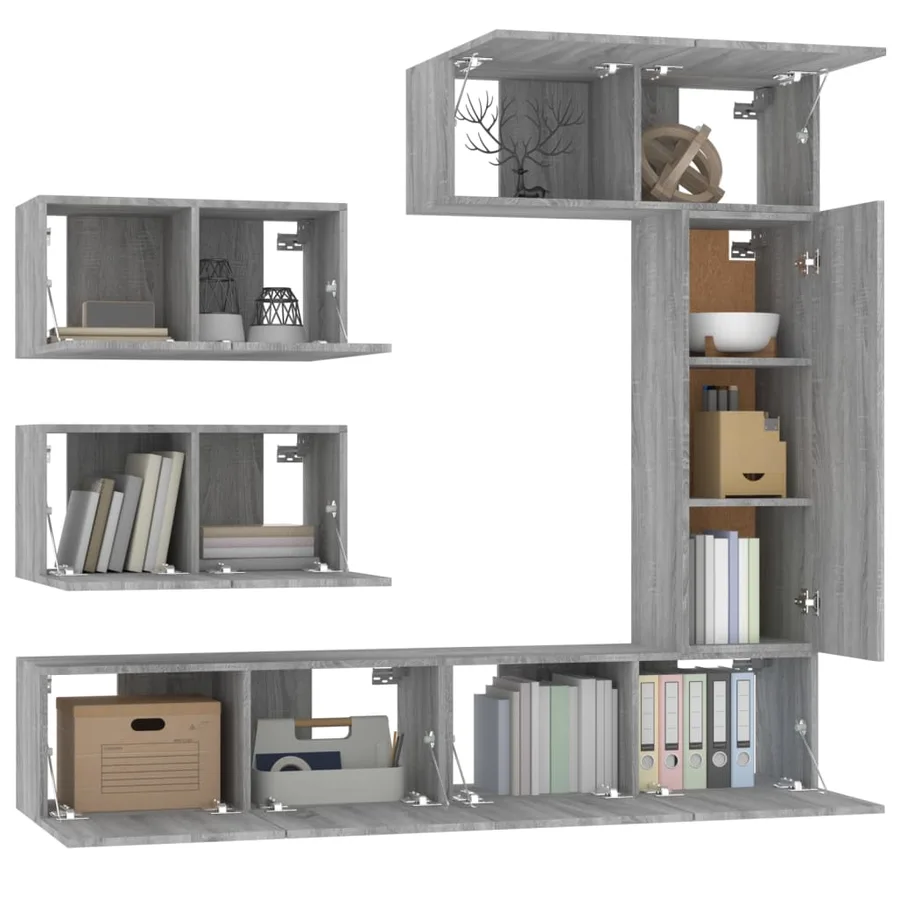 Ensemble de meubles TV 6 pcs Sonoma gris Bois d'ingénierie - 4