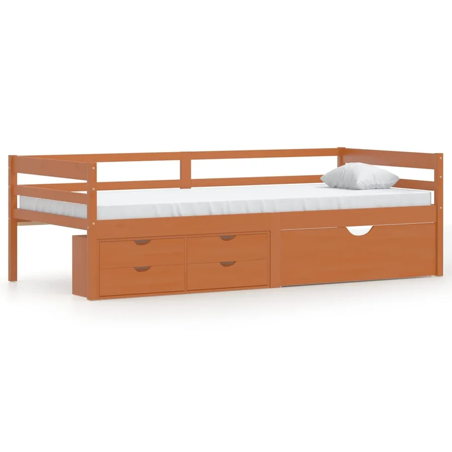 Cadre de lit avec rangement sans matelas marron miel 90x200 cm - 2