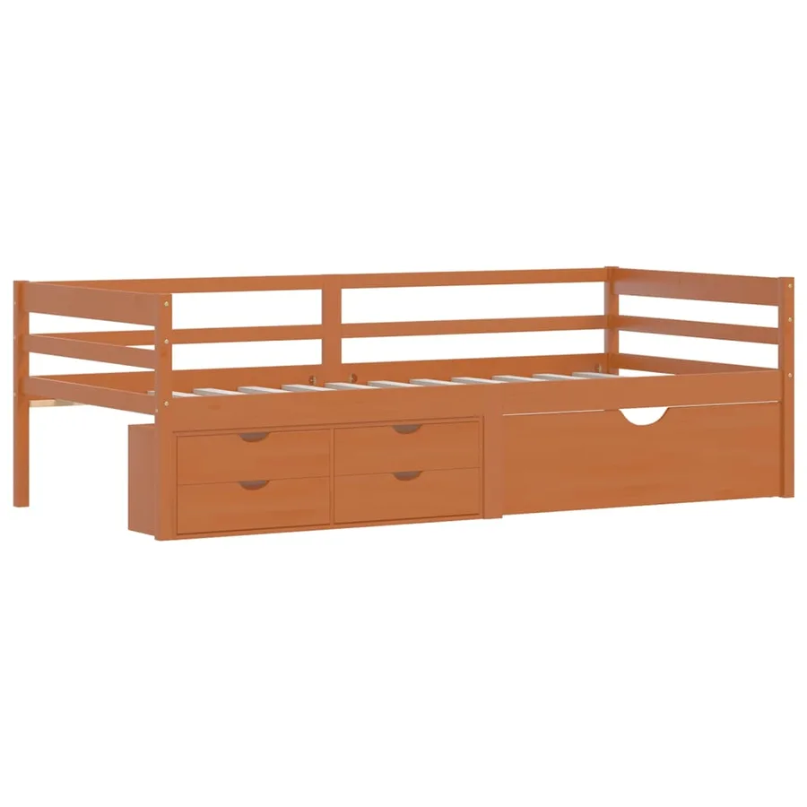 Cadre de lit avec rangement sans matelas marron miel 90x200 cm - 3