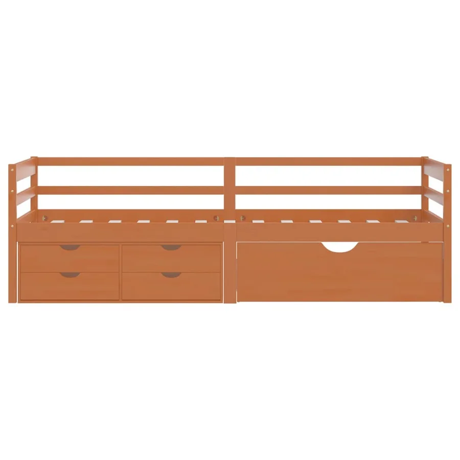 Cadre de lit avec rangement sans matelas marron miel 90x200 cm - 4