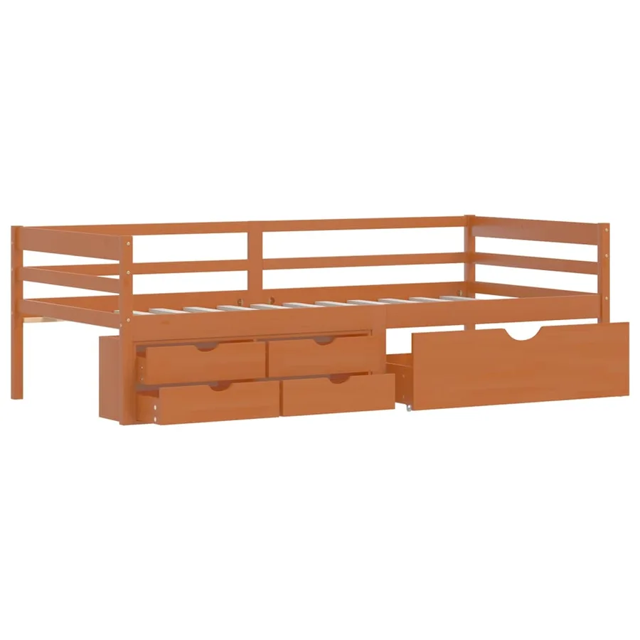 Cadre de lit avec rangement sans matelas marron miel 90x200 cm - 7