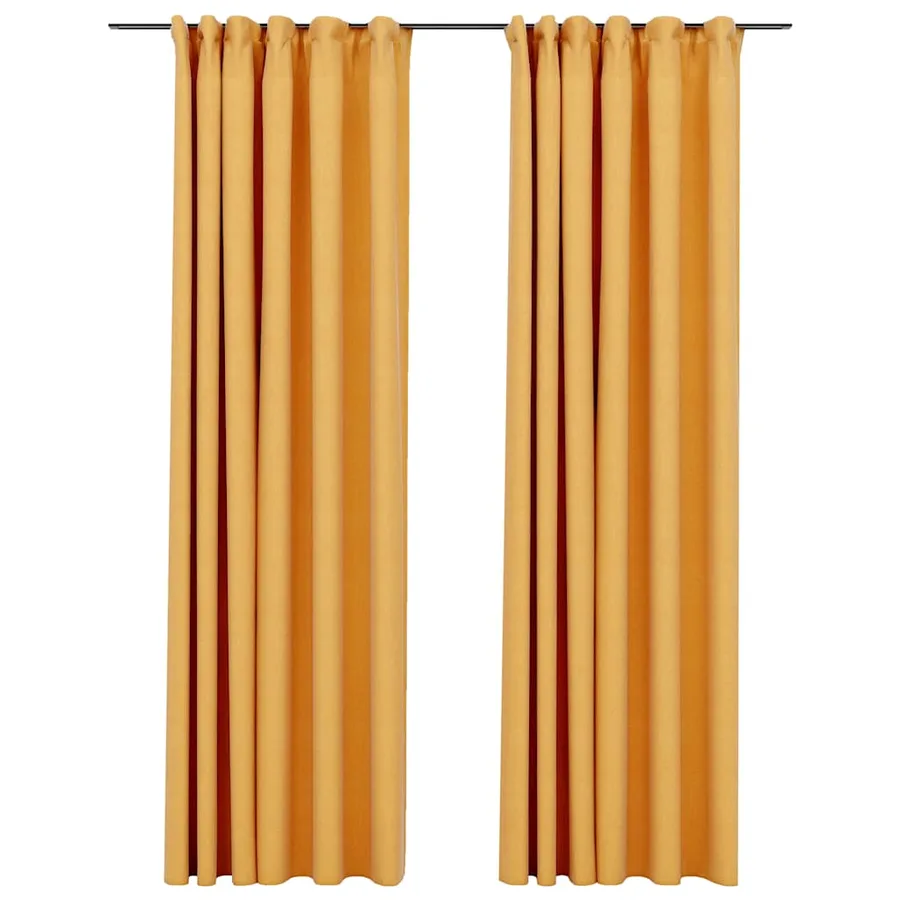 Rideaux occultants aspect lin et crochets 2 pcs Jaune 140x225cm - 2