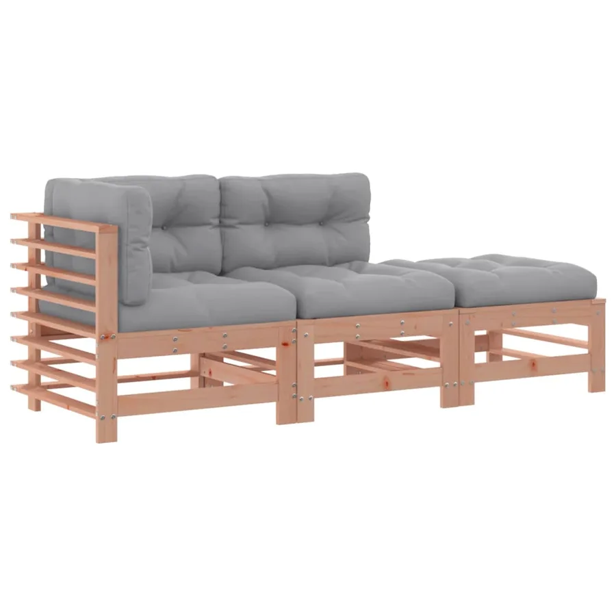 Salon de jardin 3 pcs avec coussins bois massif douglas - 2