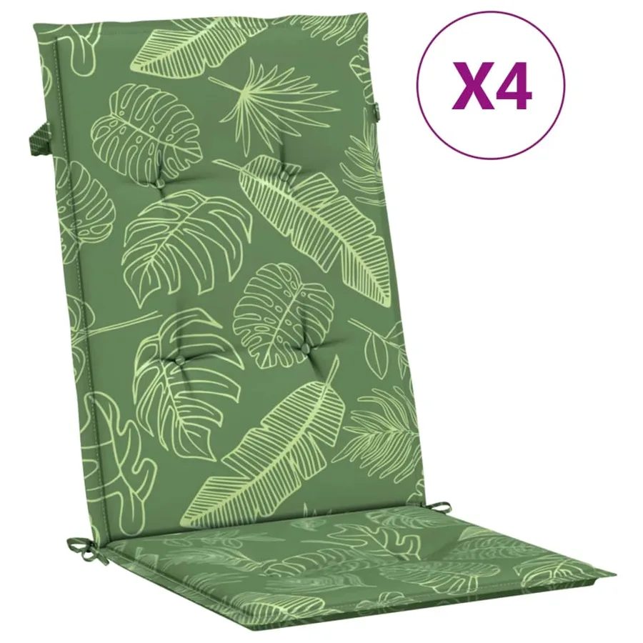 Coussins de chaise à dossier haut lot de 4 modèle de feuille - 2