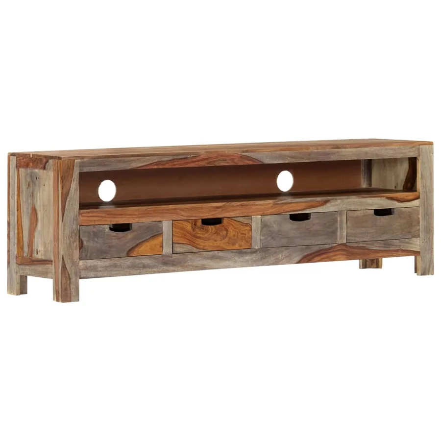 Meuble TV Bois massif 130x30x40 cm - 10