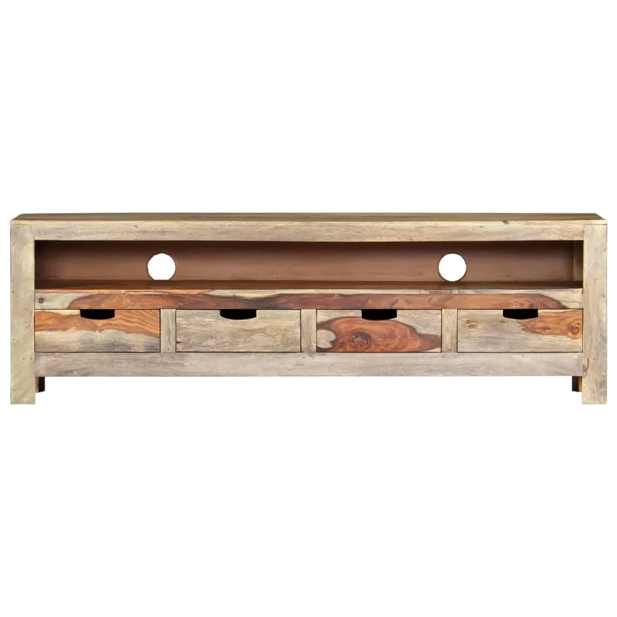 Meuble TV Bois massif 130x30x40 cm - 2