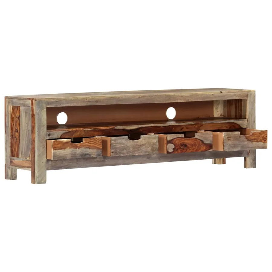 Meuble TV Bois massif 130x30x40 cm - 3