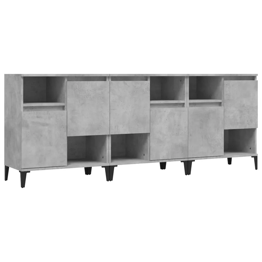 Buffets 3 pcs gris béton 60x35x70 cm bois d'ingénierie - 2