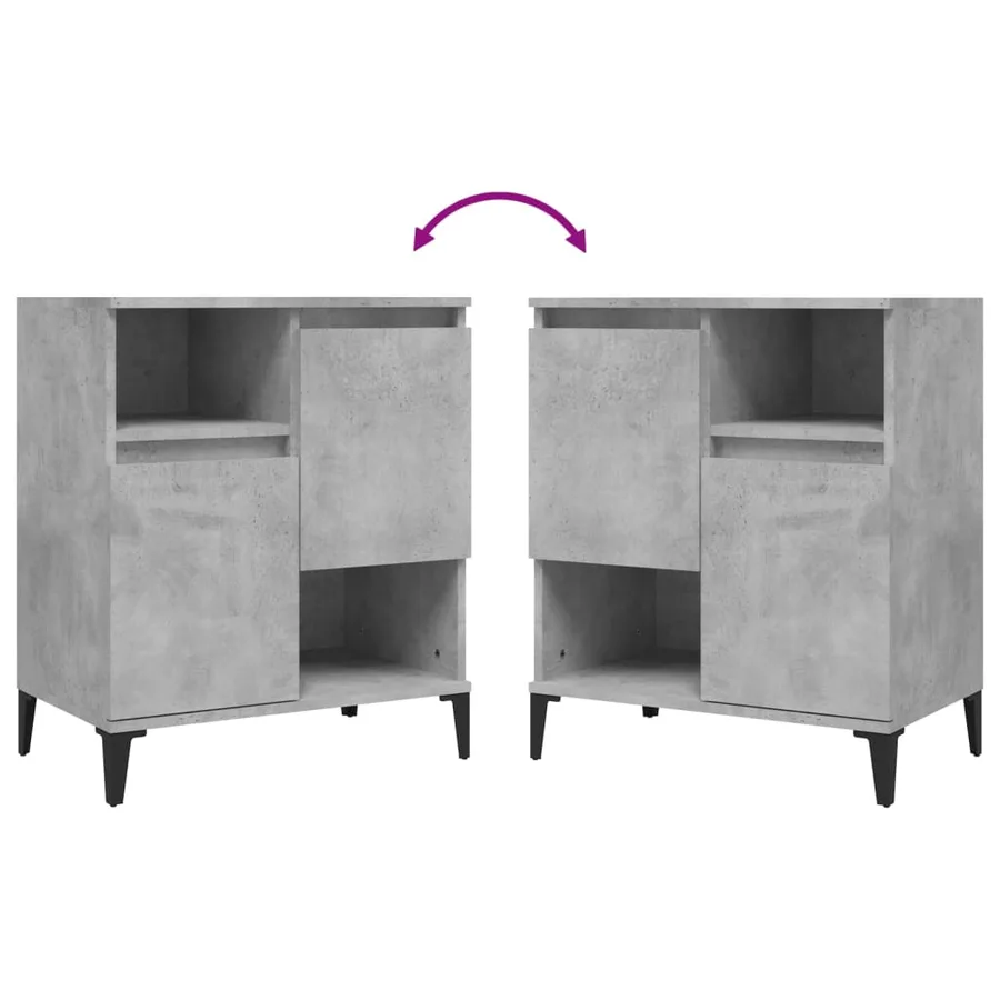 Buffets 3 pcs gris béton 60x35x70 cm bois d'ingénierie - 7