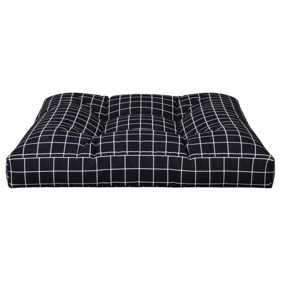 Coussin de palette motif à carreaux noir 80x80x12 cm tissu - 5
