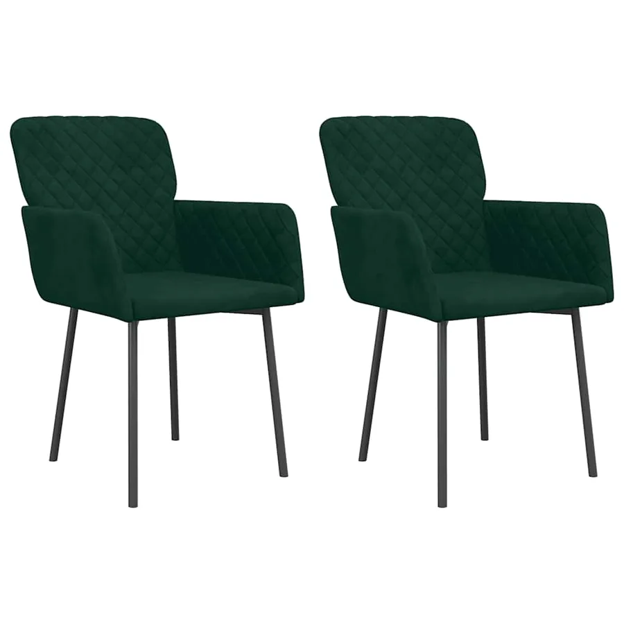 Chaises à manger lot de 2 Vert foncé Velours - 2