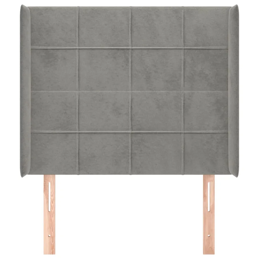 Tête de lit avec oreilles Gris clair 83x16x118/128 cm Velours - 3