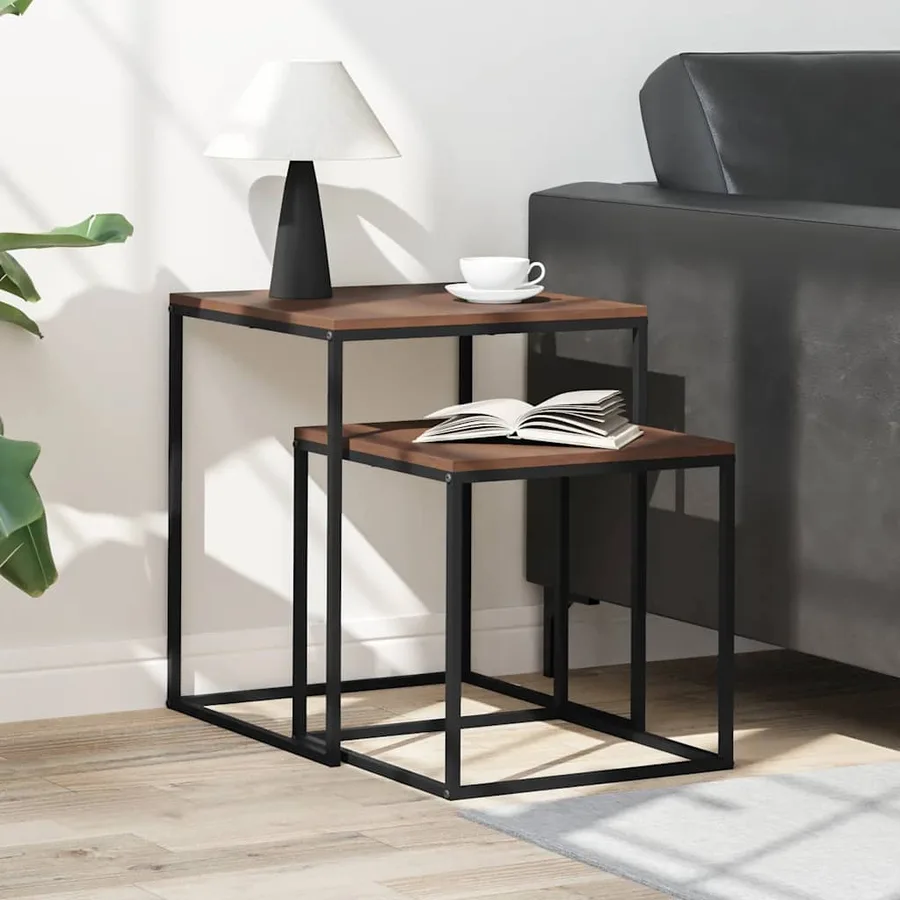 Ensemble de table basse 2 pcs Bois d'ingénierie et métal - 3