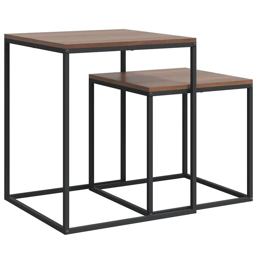 Ensemble de table basse 2 pcs Bois d'ingénierie et métal - 6
