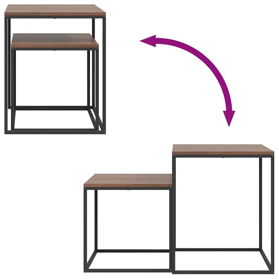 Ensemble de table basse 2 pcs Bois d'ingénierie et métal - 7