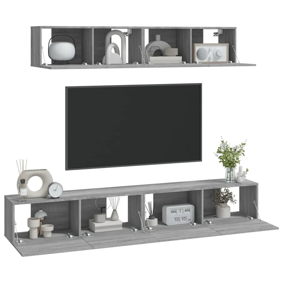 Ensemble de meubles TV 4 pcs Sonoma gris Bois d'ingénierie - 7
