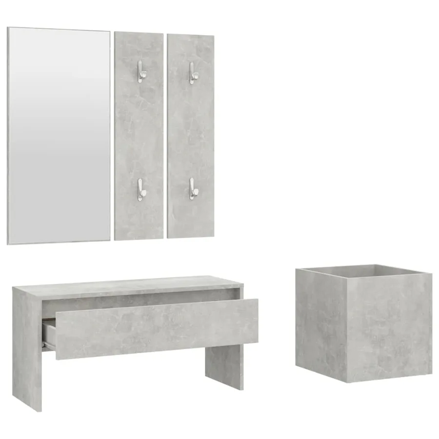 Ensemble de meubles de couloir Gris béton Bois d'ingénierie - 5