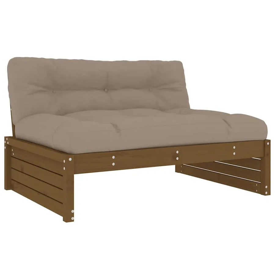 Canapé central 120x80 cm marron miel bois de pin massif - 2