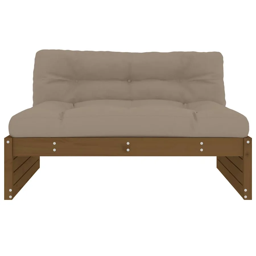 Canapé central 120x80 cm marron miel bois de pin massif - 3