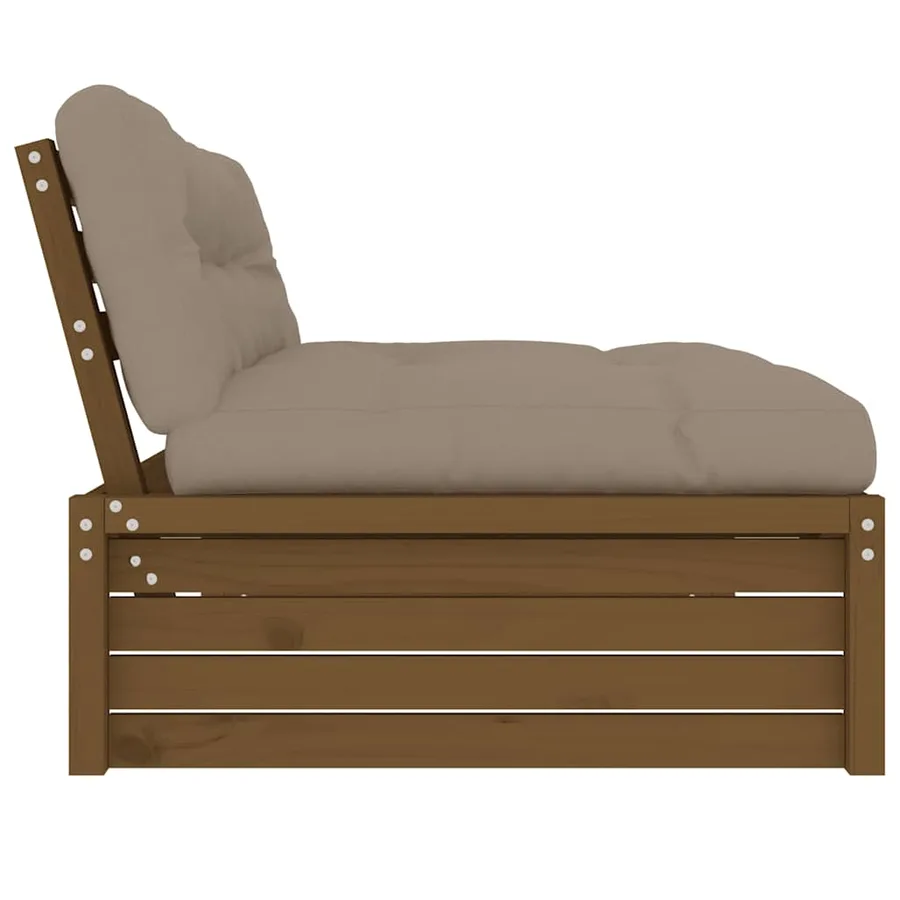 Canapé central 120x80 cm marron miel bois de pin massif - 5