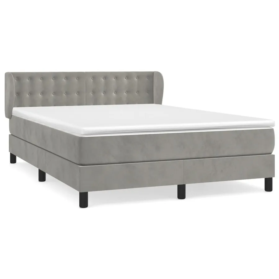 Sommier à lattes de lit et matelas Gris clair 140x190cm Velours - 2