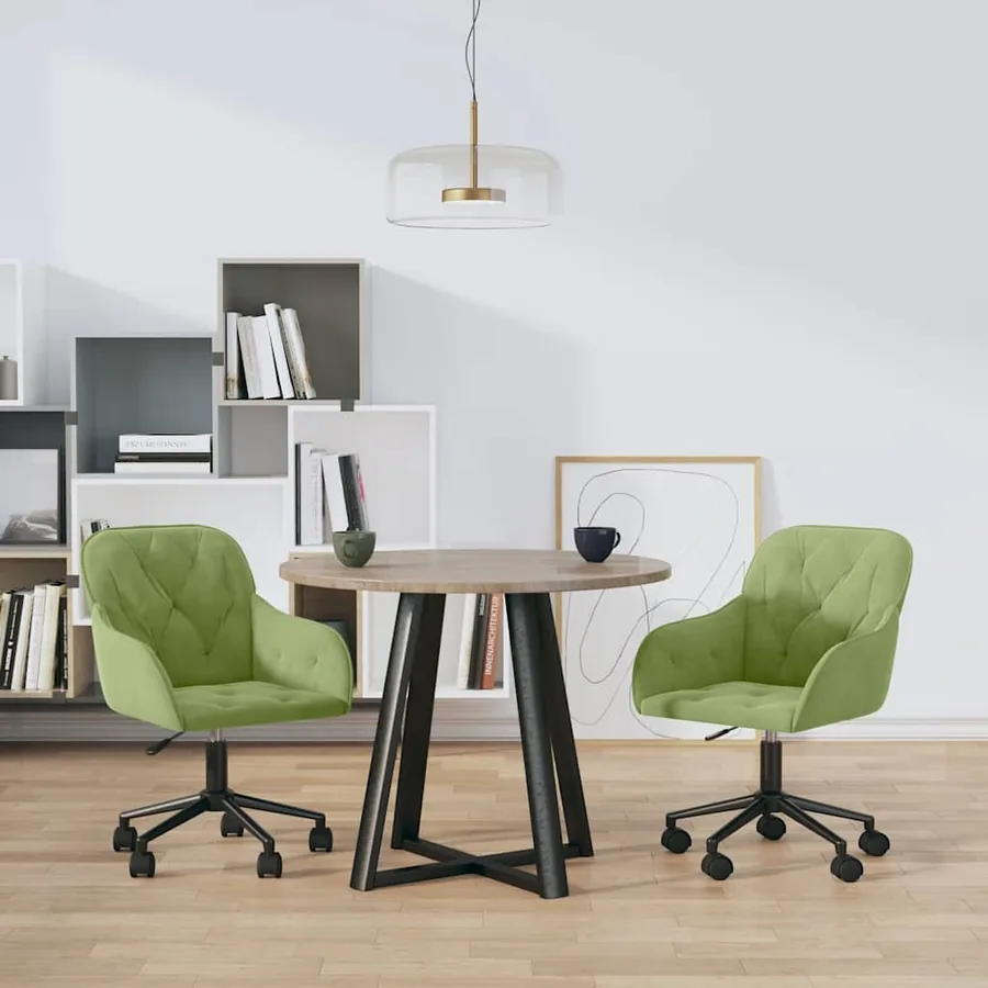 Chaises pivotantes à manger lot de 2 Vert clair Velours