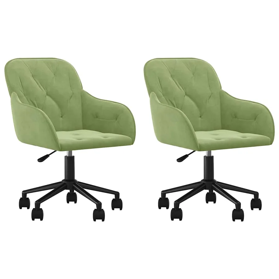 Chaises pivotantes à manger lot de 2 Vert clair Velours - 2
