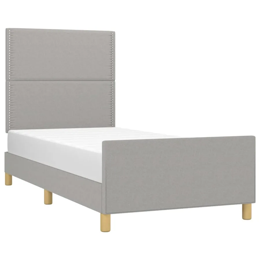 Cadre de lit sans matelas gris clair 100x200 cm tissu - 3