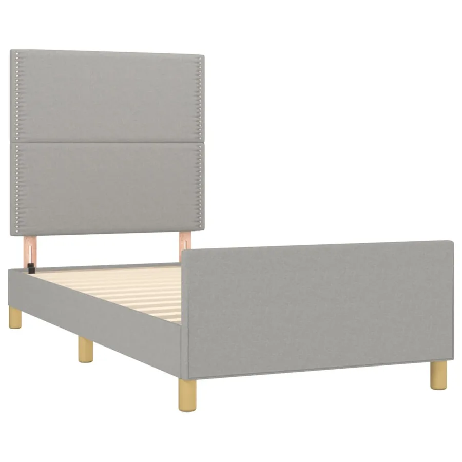 Cadre de lit sans matelas gris clair 100x200 cm tissu - 4