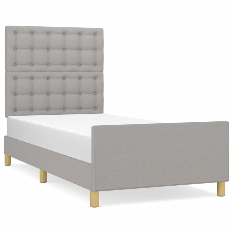 Cadre de lit sans matelas gris clair 100x200 cm tissu - 2