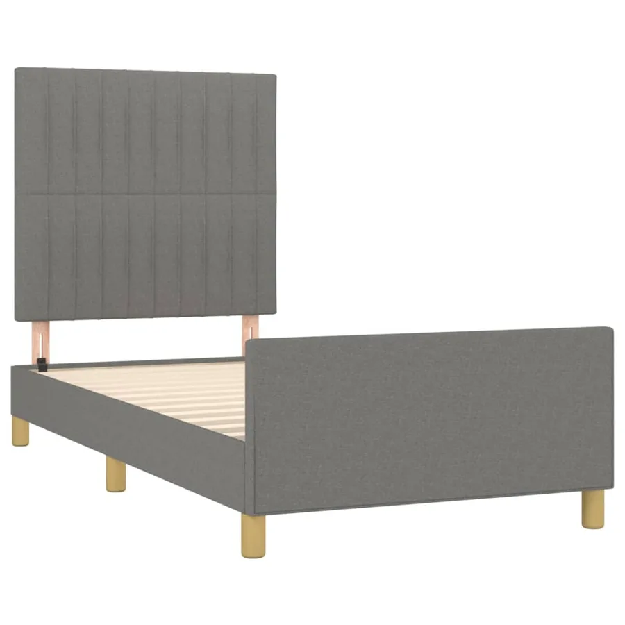 Cadre de lit sans matelas gris foncé 100x200 cm tissu - 4
