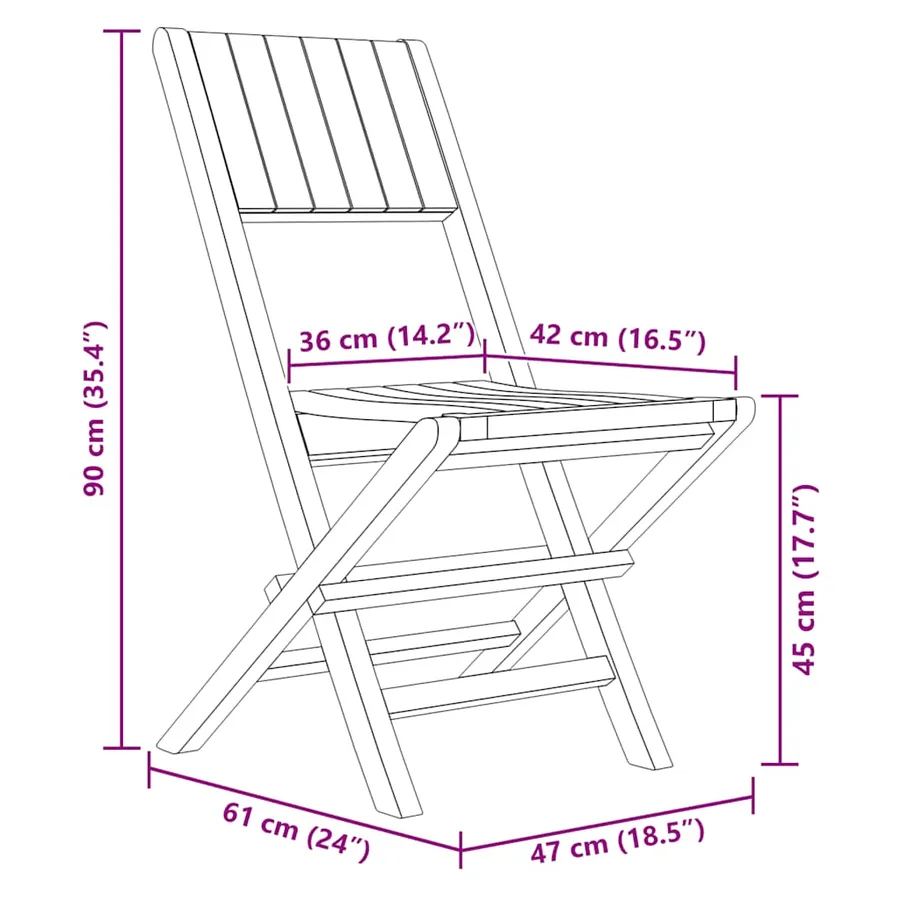 Chaises de jardin pliantes lot de 4 47x61x90cm bois massif teck - 5