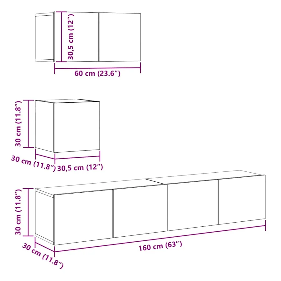 Ensemble de meubles TV 4 pcs Sonoma gris Bois d'ingénierie - 15