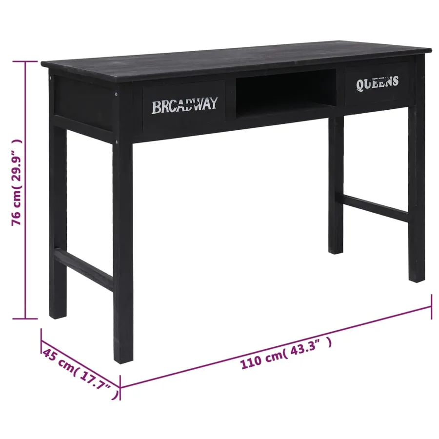 Table console Noir 110x45x76 cm Bois - 9