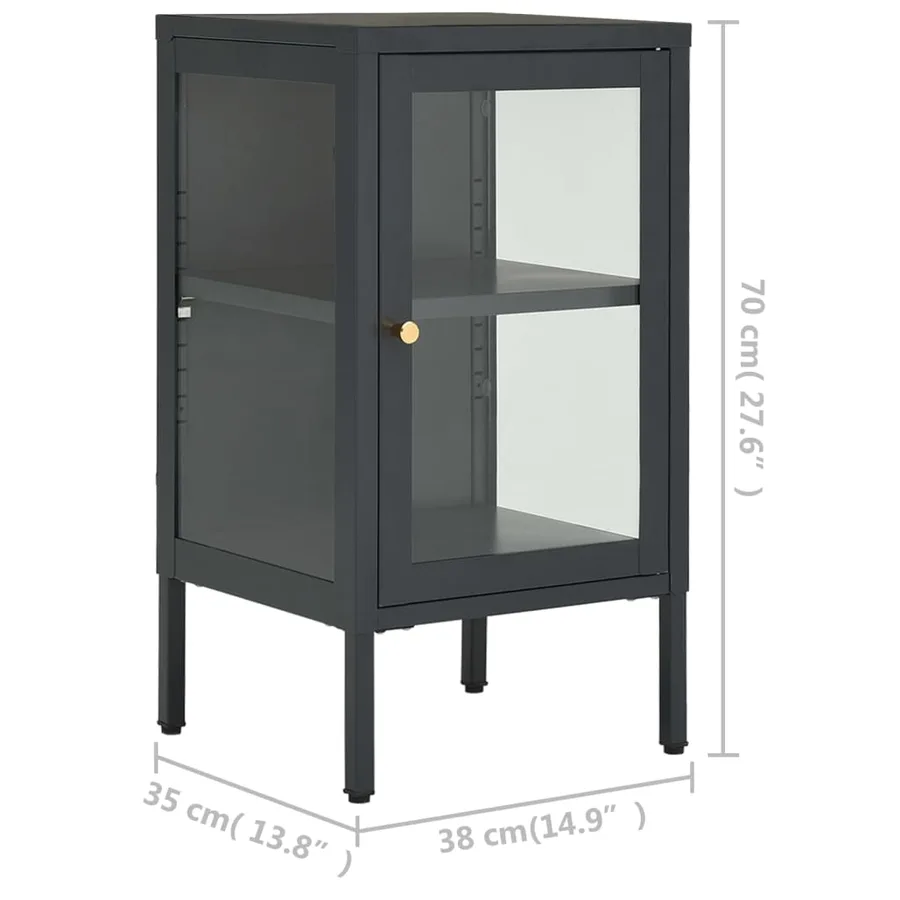 Buffet Anthracite 38x35x70 cm Acier et verre - 10