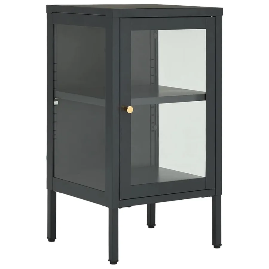 Buffet Anthracite 38x35x70 cm Acier et verre - 2