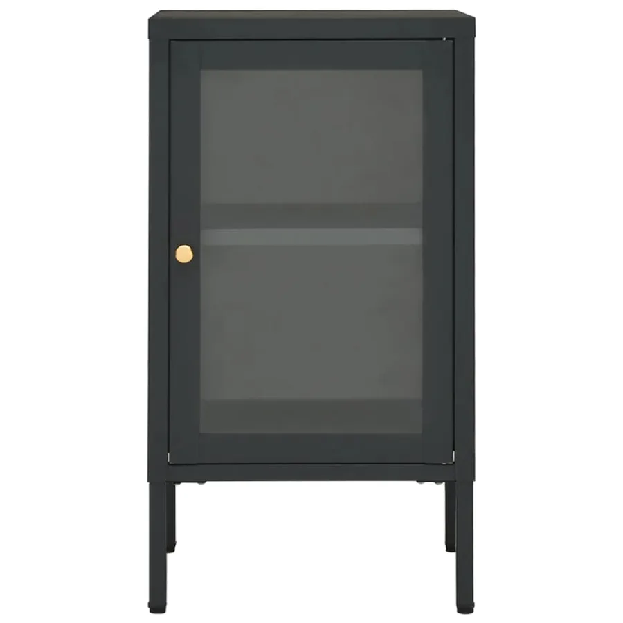 Buffet Anthracite 38x35x70 cm Acier et verre - 3
